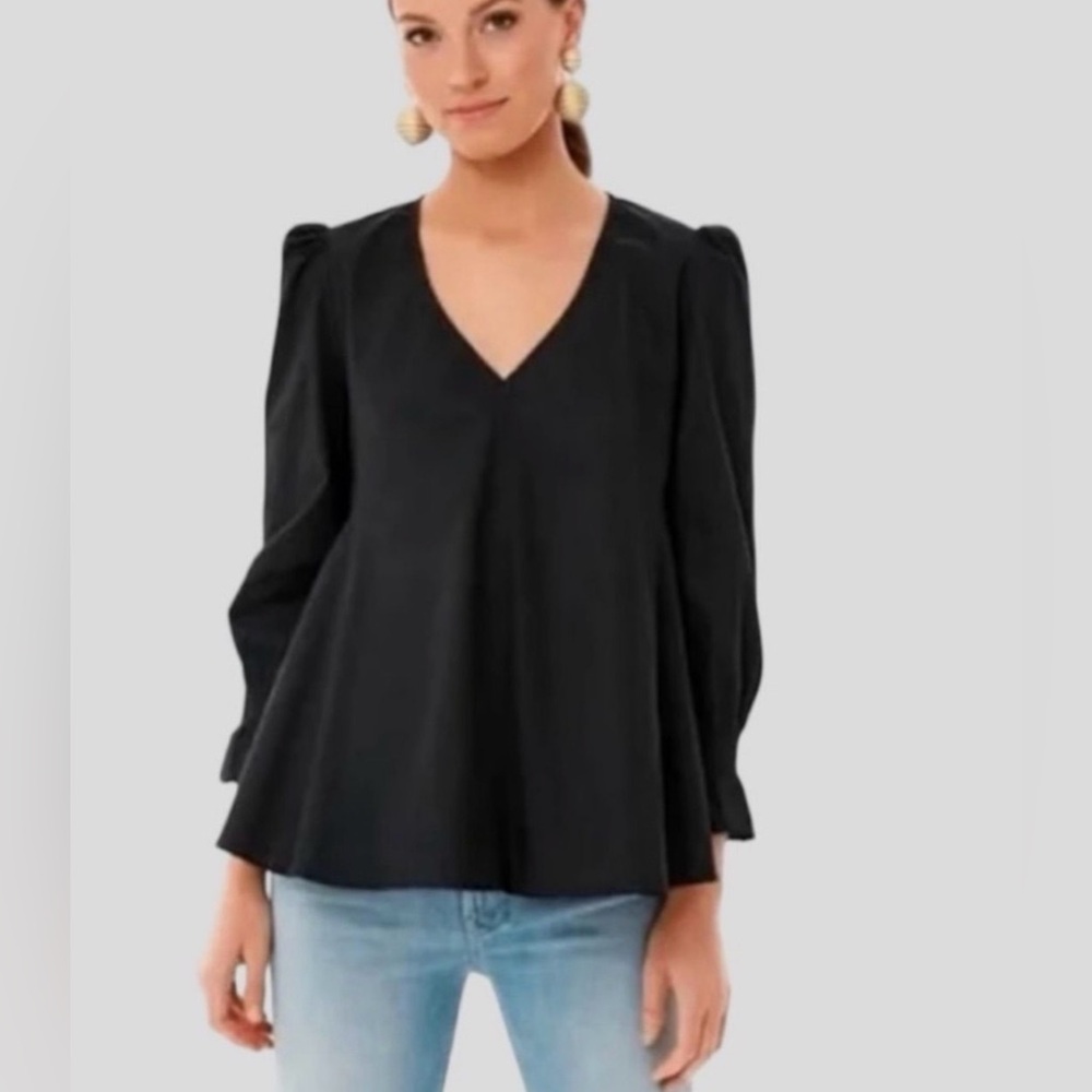 Tuckernuck Easton Faux Suede Black Blouse Sz XS